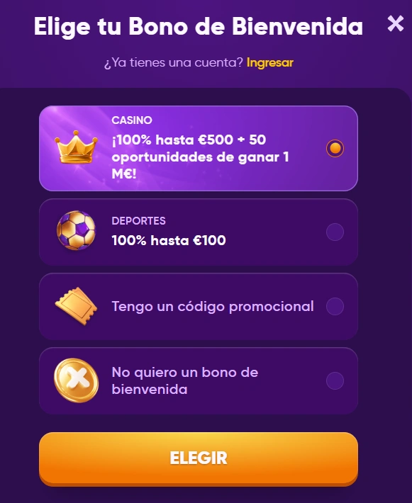 Kingmaker Casino Registration step 1